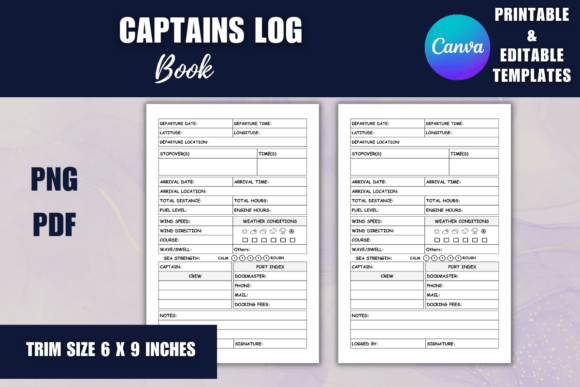 Captains Log Book CANVA Editable: Your Maritime Design Asset