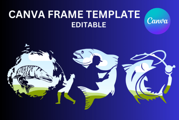 Fisherman Fisher Big Catch Canva Frame: Your Next Design Asset