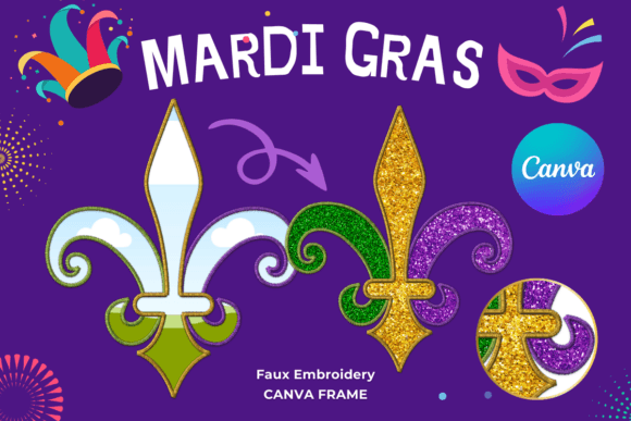 Fleur De Lis Canva Frame Template Stitch