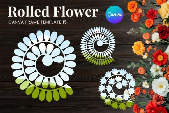 Rolled Paper Flower Canva Frame_15: Digital Crafting Made Simple