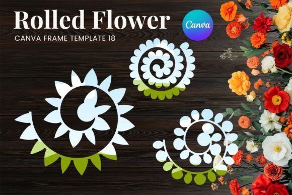 Rolled Paper Flower Canva Frame_18: A Digital Design Asset