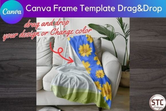 Velveteen Blanket Mockup Canva Frame: Realistic Product Photos